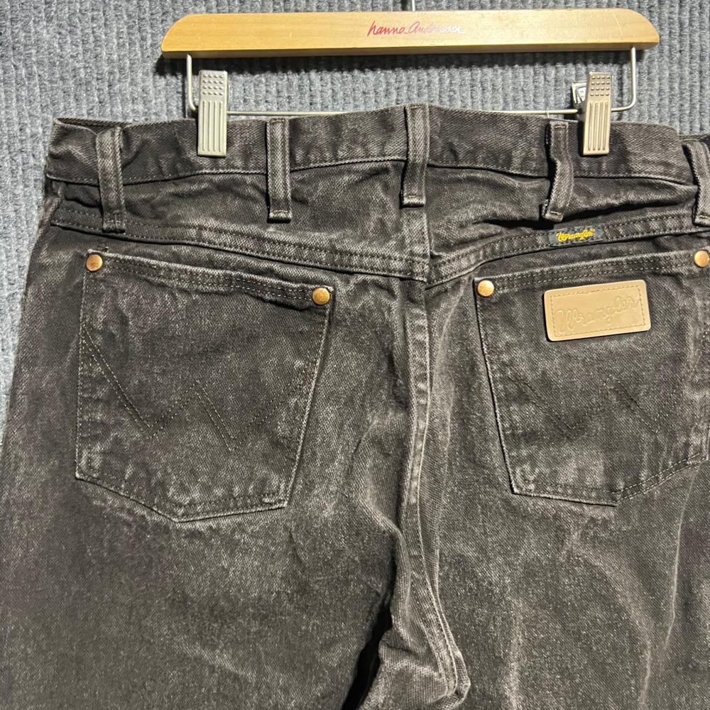 Vintage Wrangler Jeans Mens 33x32 Black Cowboy Cut 13MWZKL Straight Leg Denim - Picture 8 of 11